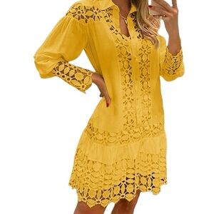 Yellow Lace Mini Dress